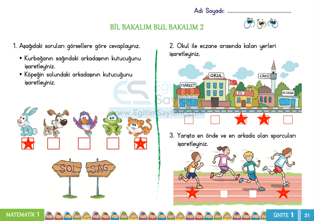 1. Sınıf Matematik Çalışma Kitabı Cevapları Sayfa 31