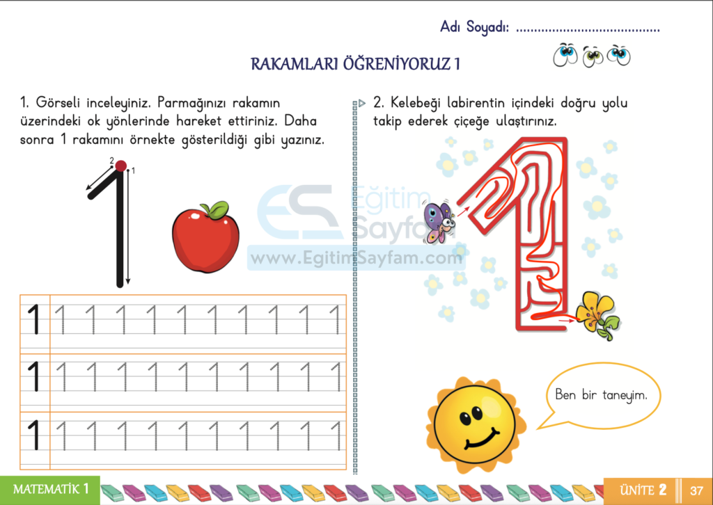 1. Sınıf Matematik Çalışma Kitabı Cevapları Sayfa 37