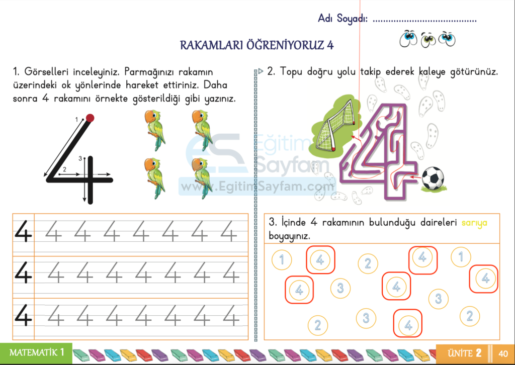 1. Sınıf Matematik Çalışma Kitabı Cevapları Sayfa 40