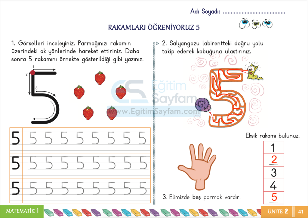 1. Sınıf Matematik Çalışma Kitabı Cevapları Sayfa 41