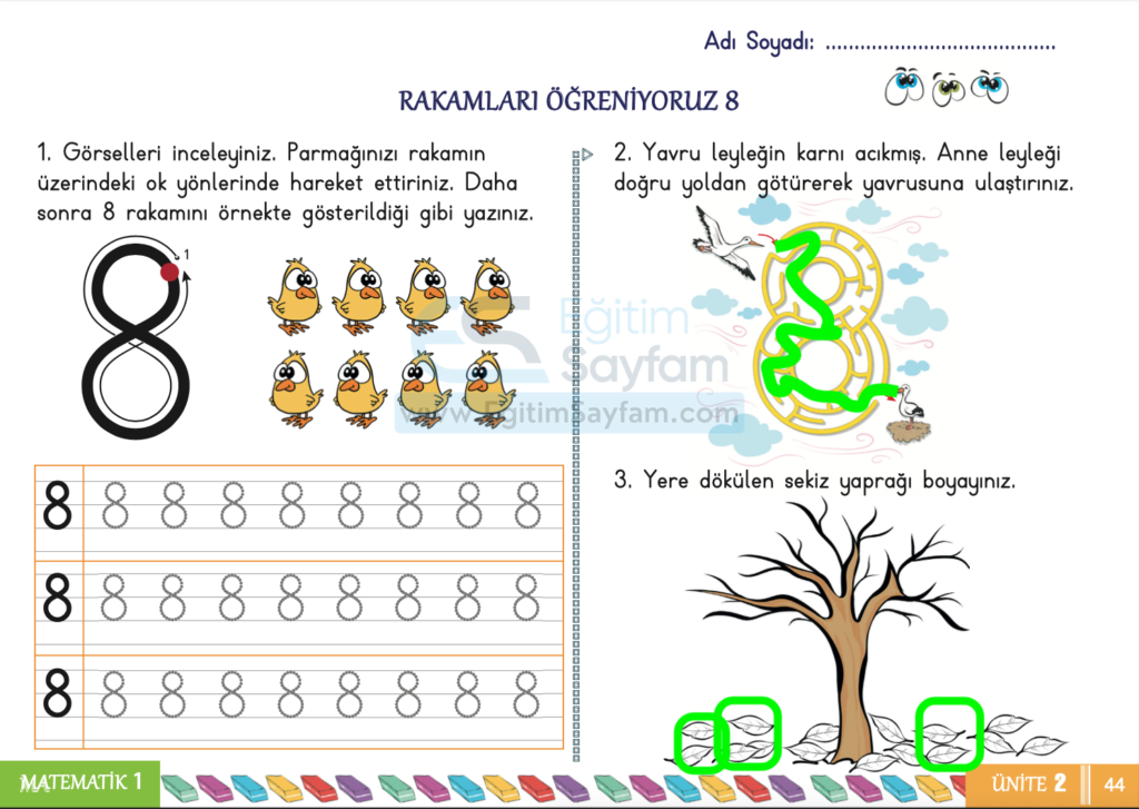 1. Sınıf Matematik Çalışma Kitabı Cevapları Sayfa 44