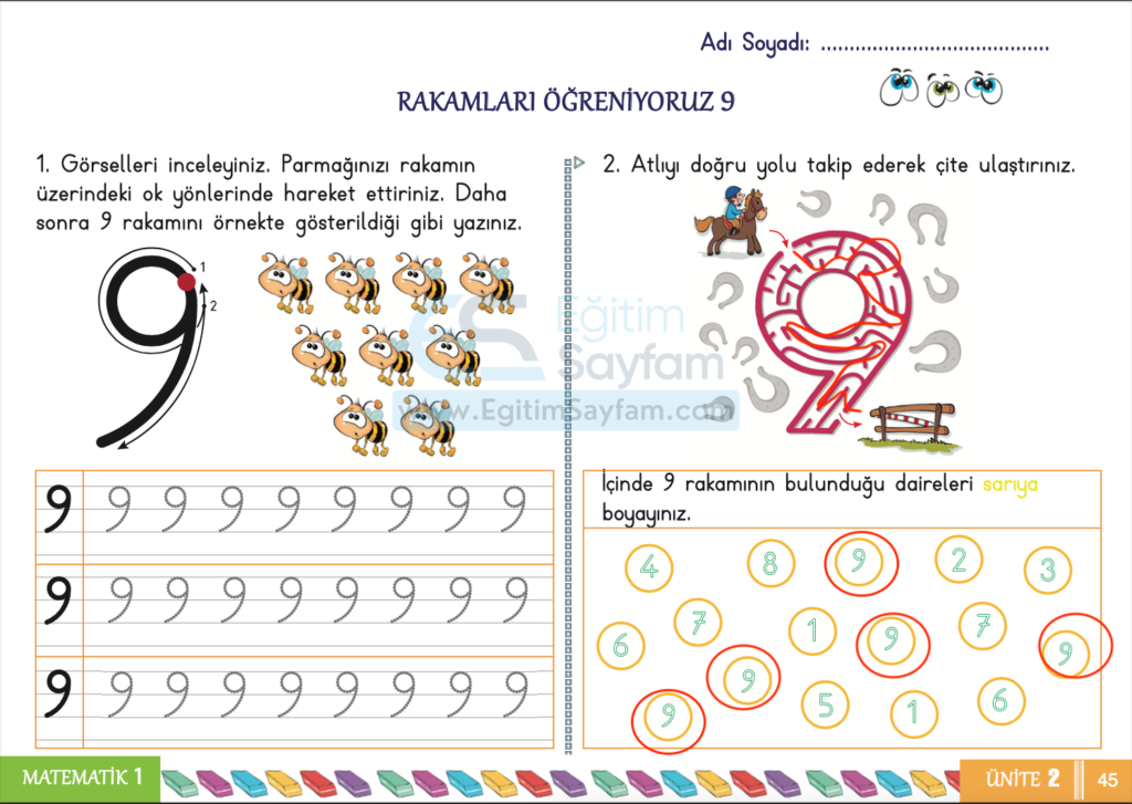 1. Sınıf Matematik Çalışma Kitabı Cevapları Sayfa 45