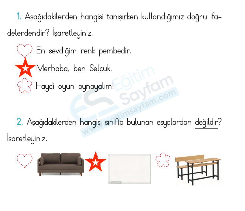 1. Sınıf Hayat Bilgisi Ders Kitabı Cevapları Pasifik Yayınları Sayfa 50