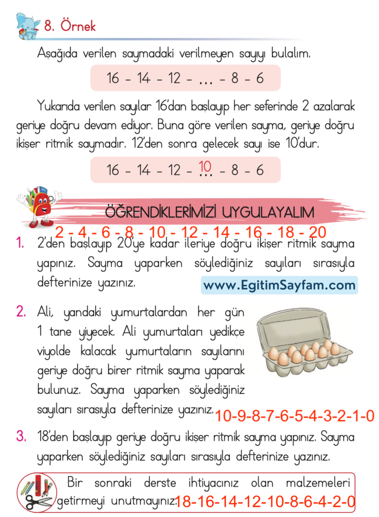 1. Sınıf Matematik Açılım Yayınları Ders Kitabı Cevapları Sayfa 54