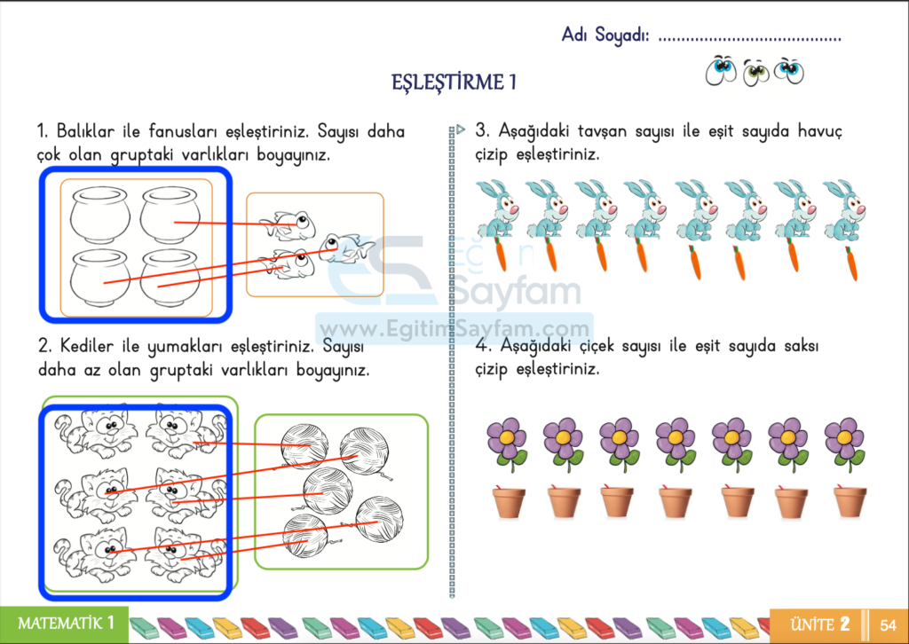 1. Sınıf Matematik Çalışma Kitabı Cevapları Sayfa 54