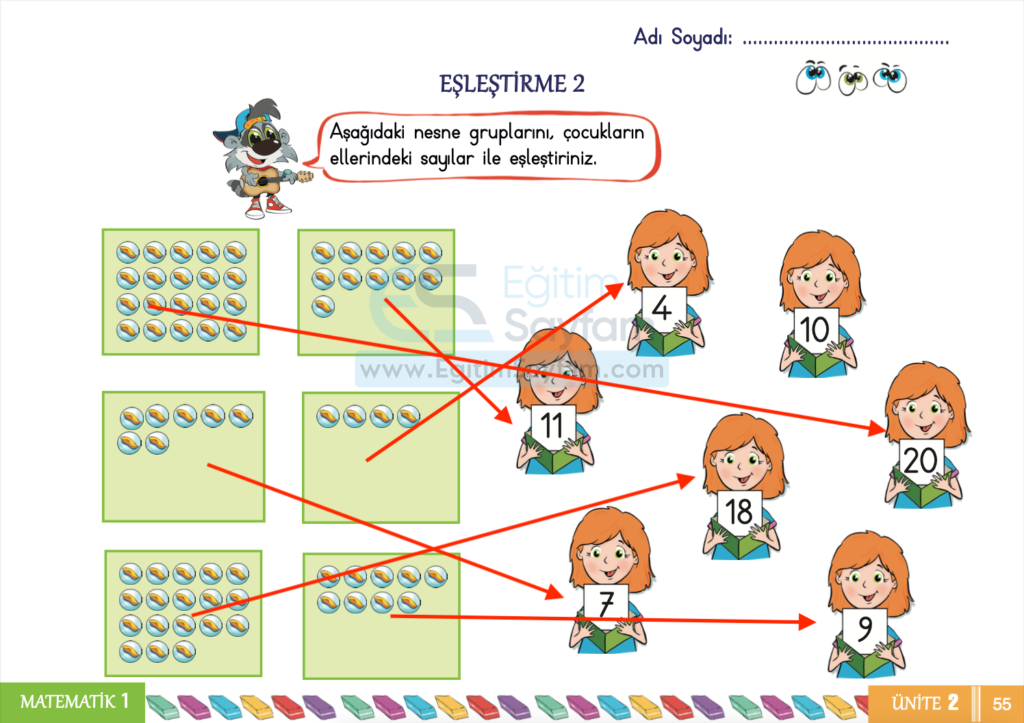 1. Sınıf Matematik Çalışma Kitabı Cevapları Sayfa 55