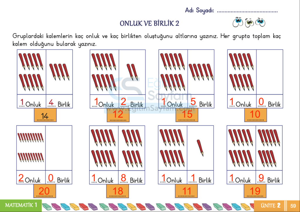 1. Sınıf Matematik Çalışma Kitabı Cevapları Sayfa 59