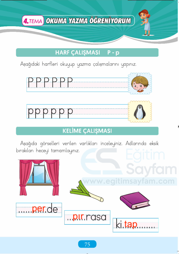 1. Sınıf Türkçe Çalışma Kitabı Cevapları Sayfa 75