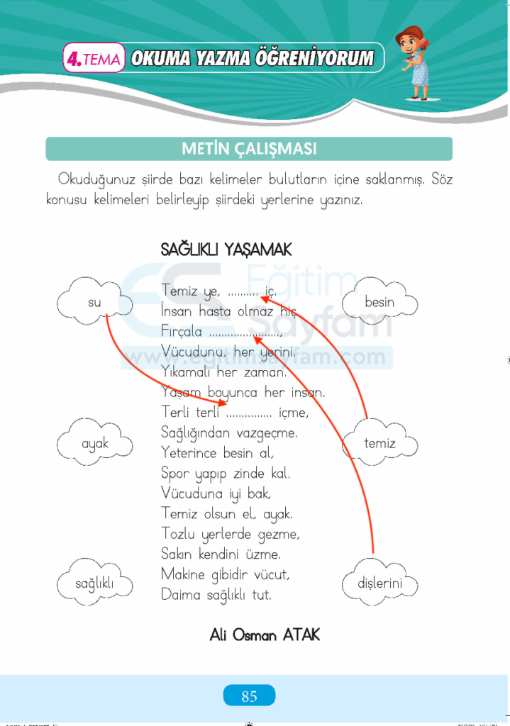 1. Sınıf Türkçe Çalışma Kitabı Cevapları Sayfa 85