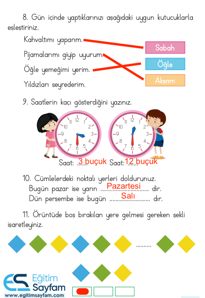 1. Sınıf Matematik Ders Kitabı Cevapları Dizin Yayıncılık Sayfa 179