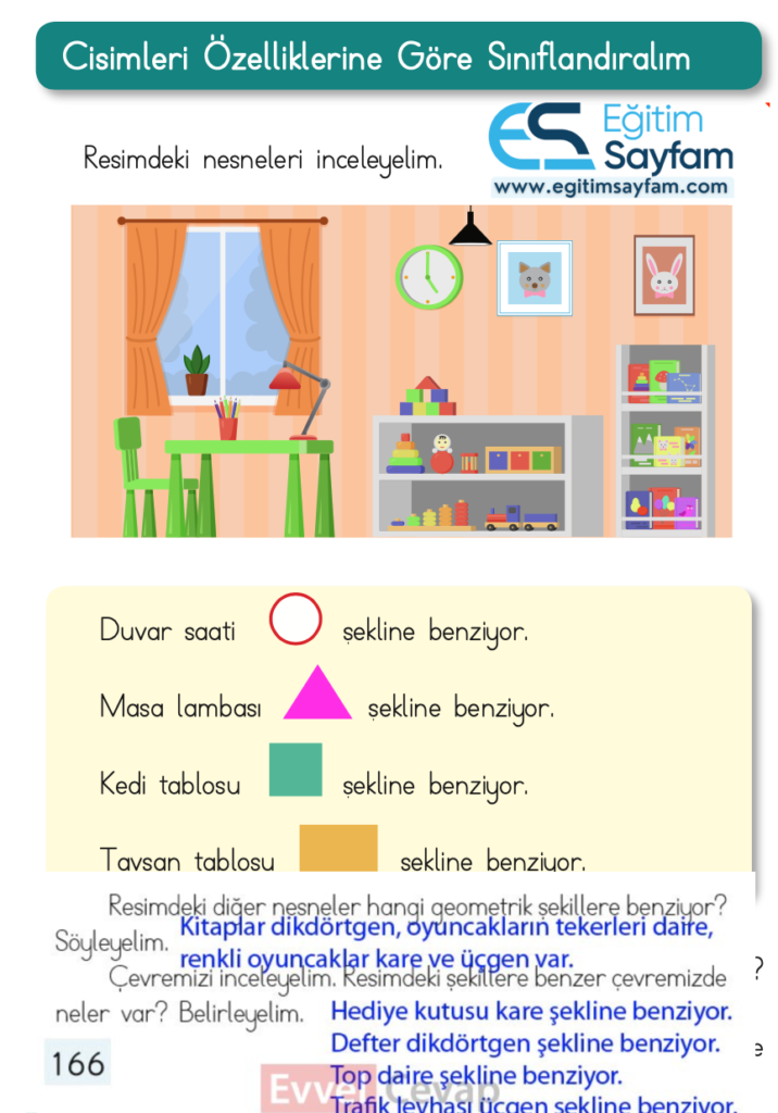 1. Sınıf Matematik Ders Kitabı Cevapları Dizin Yayıncılık Sayfa 166