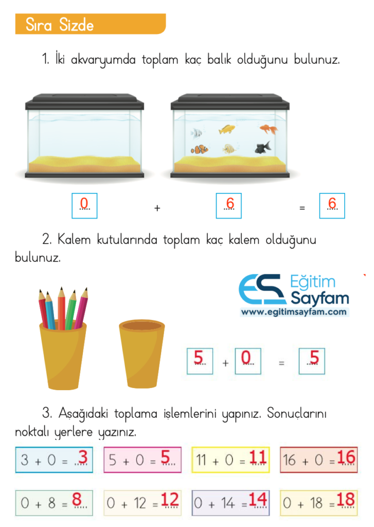 1. Sınıf Matematik Ders Kitabı Cevapları Dizin Yayıncılık Sayfa 87