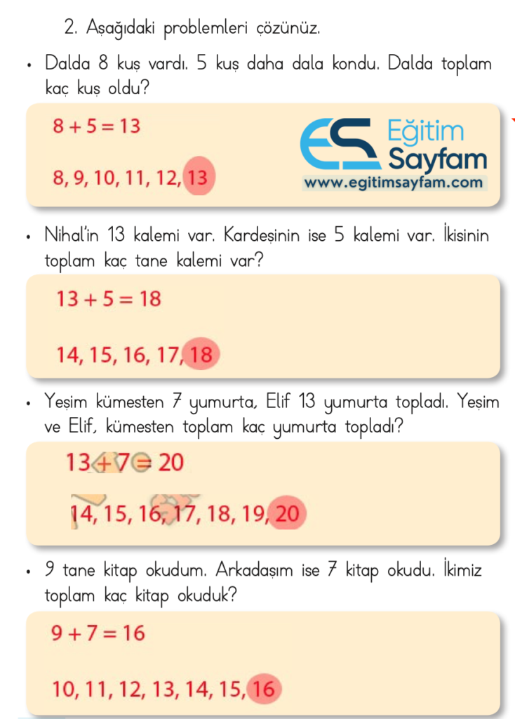 1. Sınıf Matematik Ders Kitabı Cevapları Dizin Yayıncılık Sayfa 130