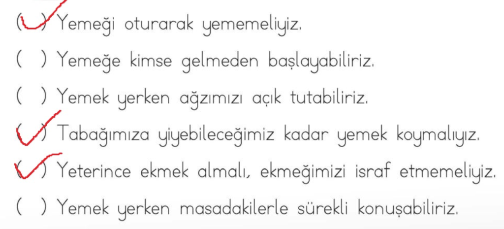 1. Sınıf Hayat Bilgisi Çalışma Kitabı Sayfa 57 Cevapları