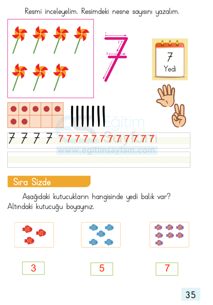 1. Sınıf Matematik Ders Kitabı Cevapları Dizin Yayıncılık Sayfa 35