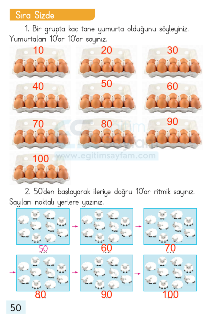 1. Sınıf Matematik Ders Kitabı Cevapları Dizin Yayıncılık Sayfa 50