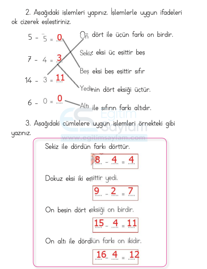 1. Sınıf Matematik Ders Kitabı Cevapları Dizin Yayıncılık Sayfa 106