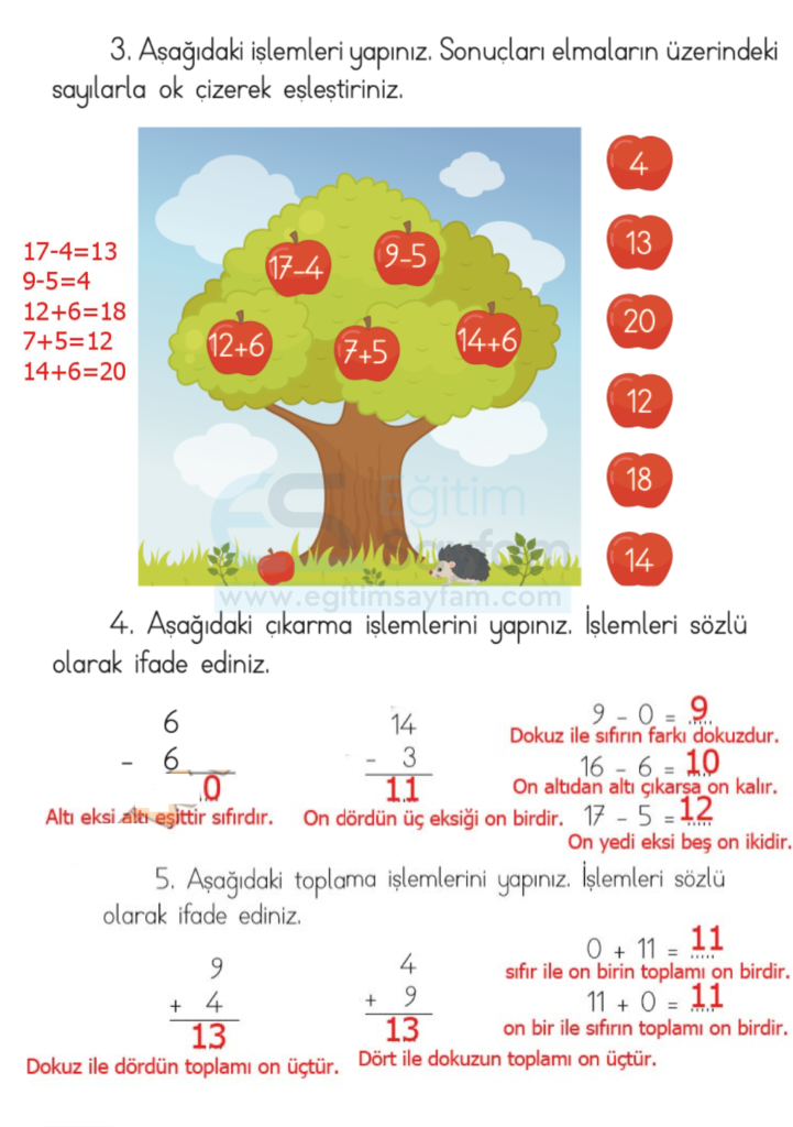 1. Sınıf Matematik Ders Kitabı Cevapları Dizin Yayıncılık Sayfa 108