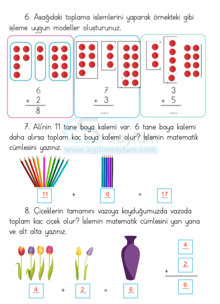 1. Sınıf Matematik Ders Kitabı Cevapları Dizin Yayıncılık Sayfa 109