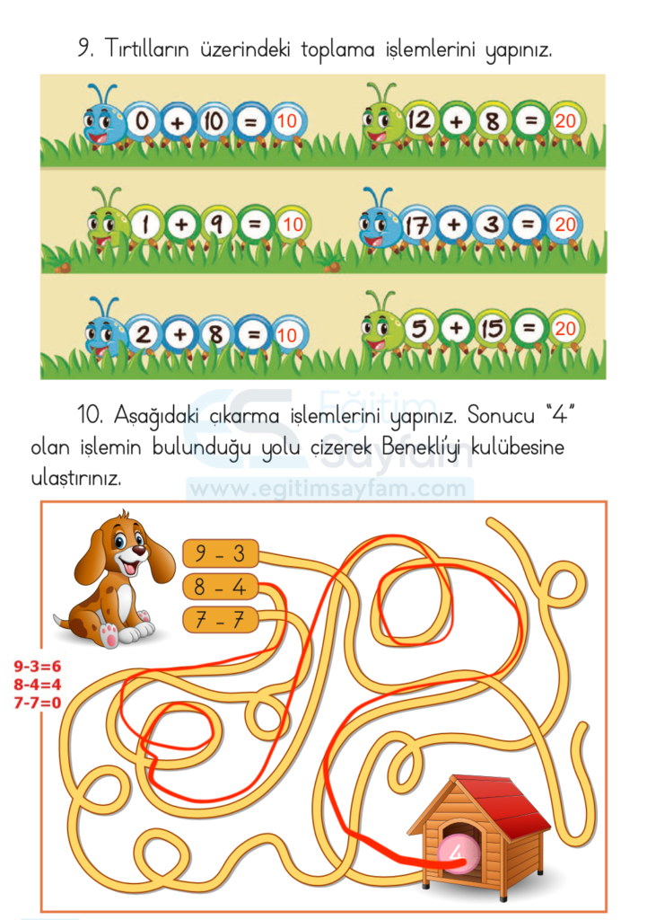 1. Sınıf Matematik Ders Kitabı Cevapları Dizin Yayıncılık Sayfa 110