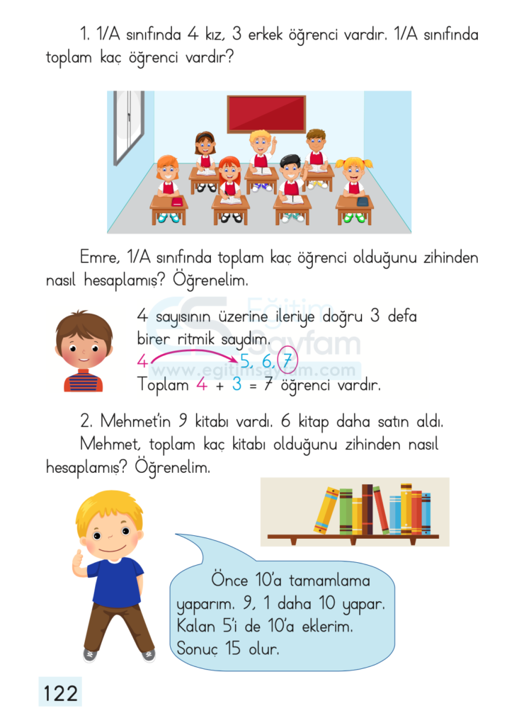 1. Sınıf Matematik Ders Kitabı Cevapları Dizin Yayıncılık Sayfa 121