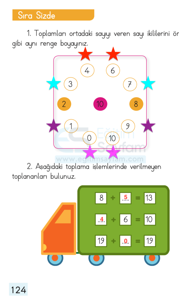 1. Sınıf Matematik Ders Kitabı Cevapları Dizin Yayıncılık Sayfa 124