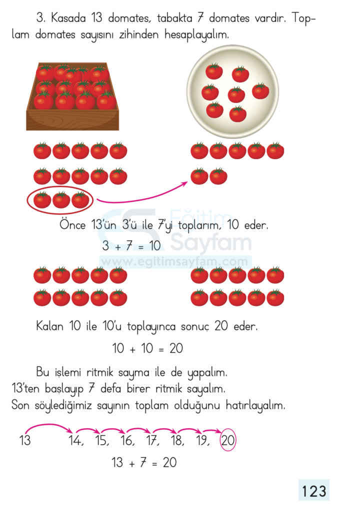 1. Sınıf Matematik Ders Kitabı Cevapları Dizin Yayıncılık Sayfa 123