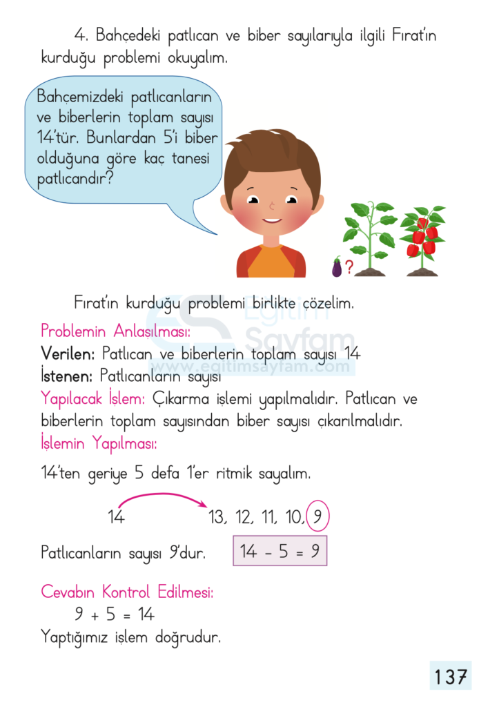 1. Sınıf Matematik Ders Kitabı Cevapları Dizin Yayıncılık Sayfa 137