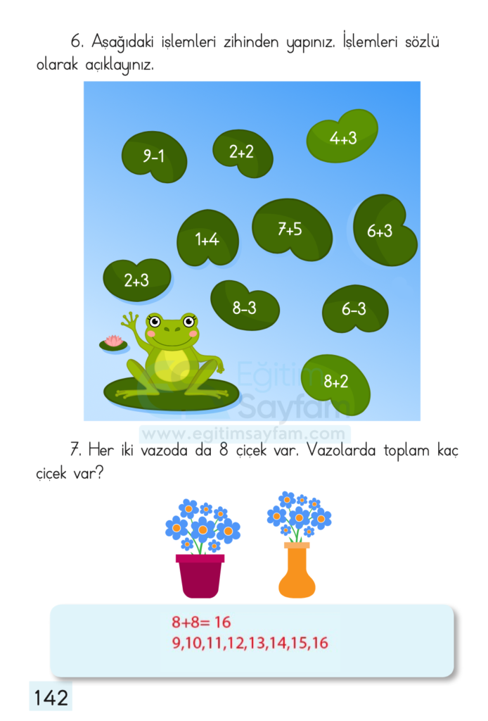 1. Sınıf Matematik Ders Kitabı Cevapları Dizin Yayıncılık Sayfa 142