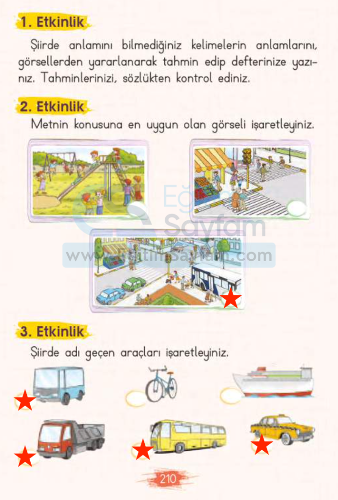 Trafik Metni Etkinlik Cevapları (2. Sınıf Türkçe)