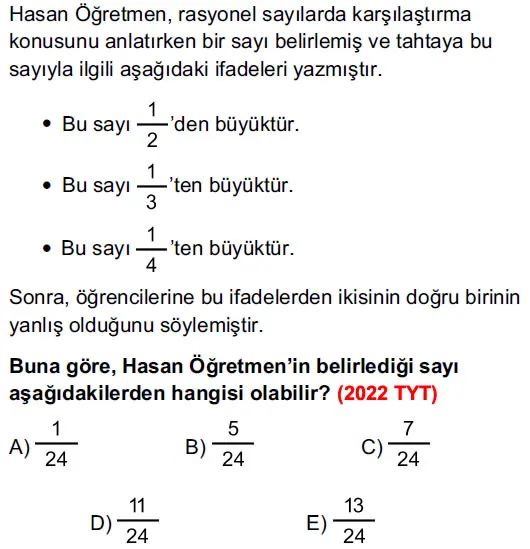 2022 TYT Rasyonel Sayilar 1