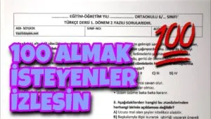 6. Sınıf Türkçe 1. Dönem 2. Yazılı ( Video )