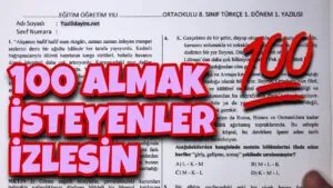 8. Sınıf Türkçe 1. Dönem 1. Yazılı ( Video )