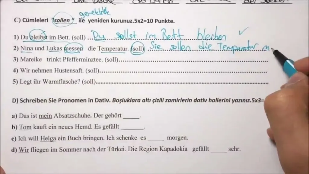 11. Sınıf Almanca 2. Dönem 1. Yazılı Soruları (Video)