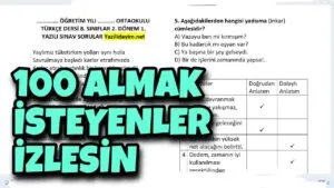 8. Sınıf Türkçe 2. Dönem 1. Yazılı Soruları (Video)