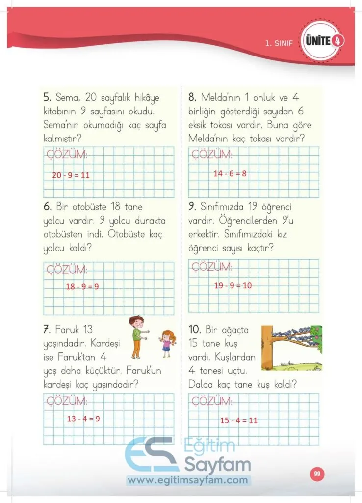 1. Sinif Meb Yayinlari Matematik Calisma Kitabi Cevaplari 2. Kitap 99