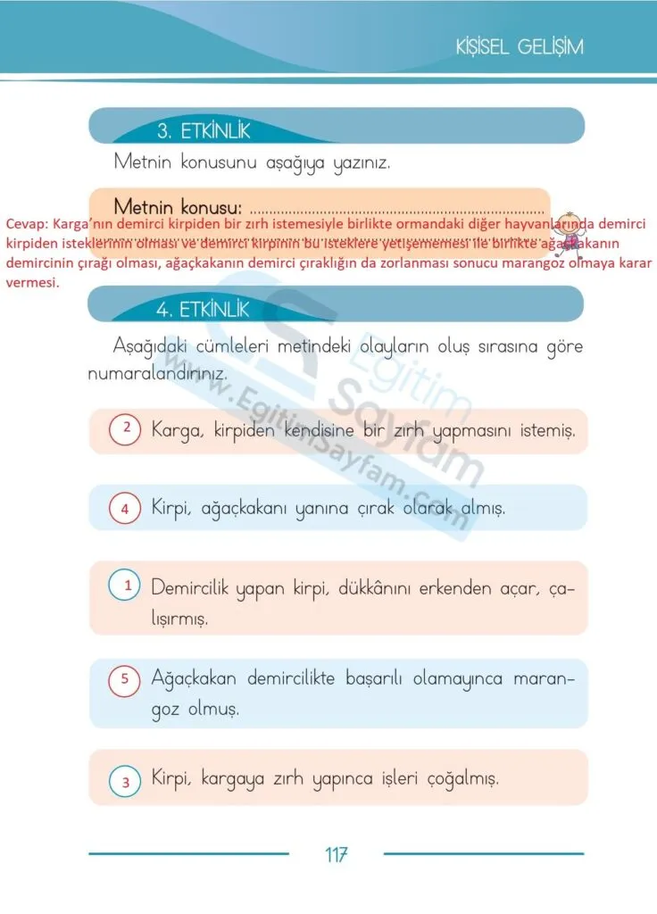1. Sinif Turkce Ders Kitabi Cevaplari Bilim ve Kultur Yayinlari 117