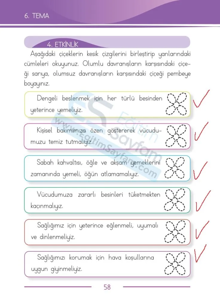 1. Sinif Turkce Ders Kitabi Cevaplari Bilim ve Kultur Yayinlari 58