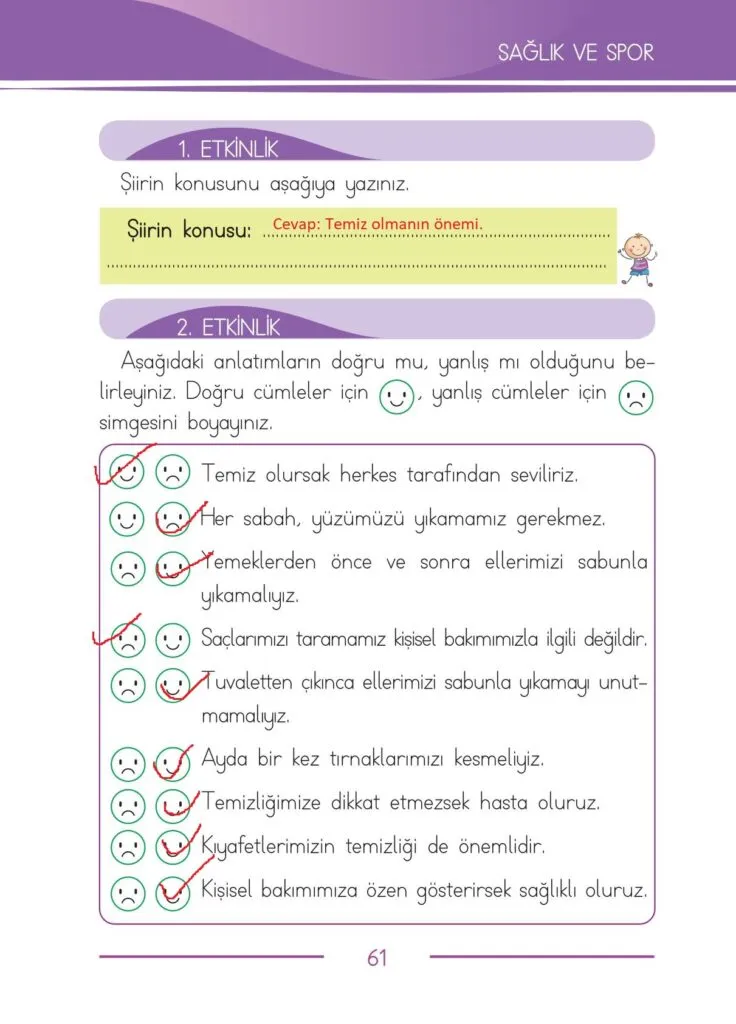 1. Sinif Turkce Ders Kitabi Cevaplari Bilim ve Kultur Yayinlari 61