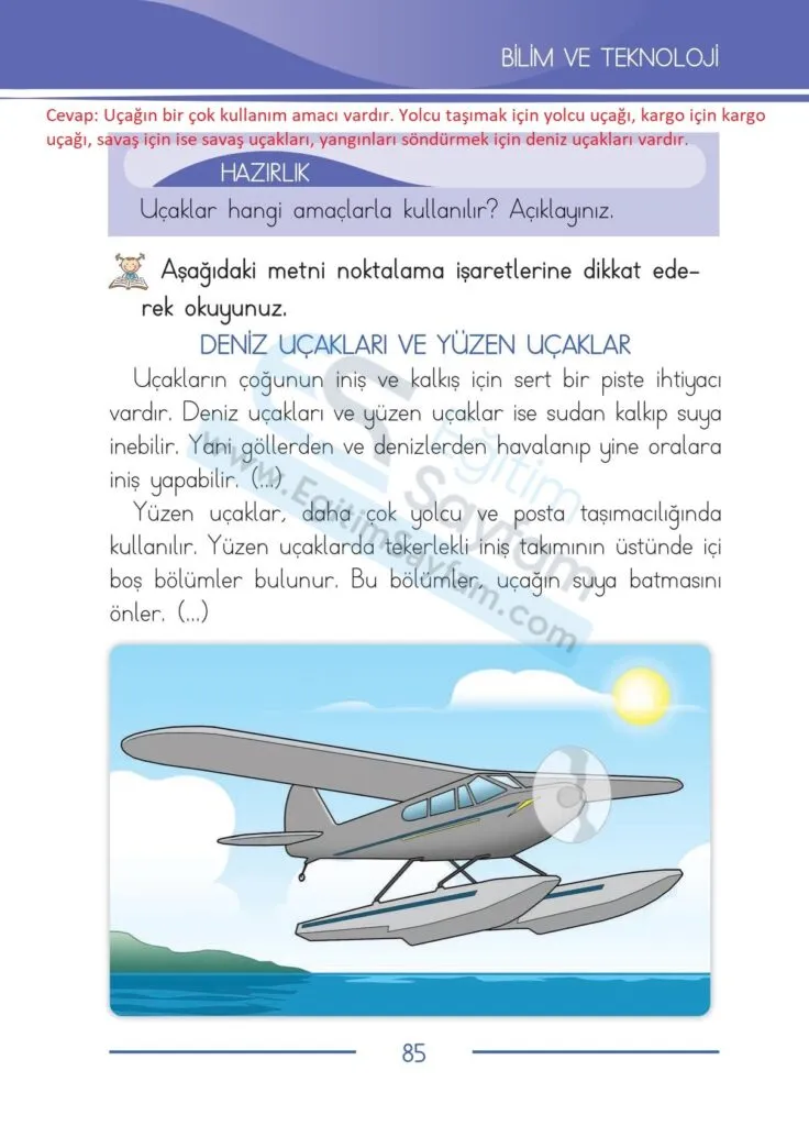 1. Sinif Turkce Ders Kitabi Cevaplari Bilim ve Kultur Yayinlari 85
