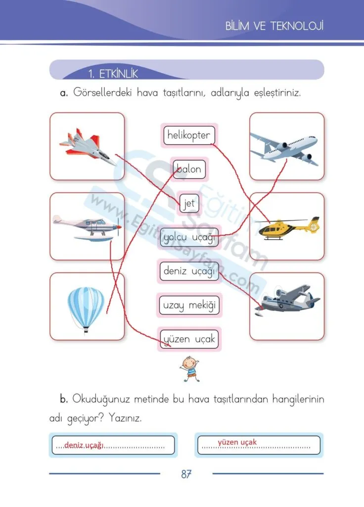 1. Sinif Turkce Ders Kitabi Cevaplari Bilim ve Kultur Yayinlari 87