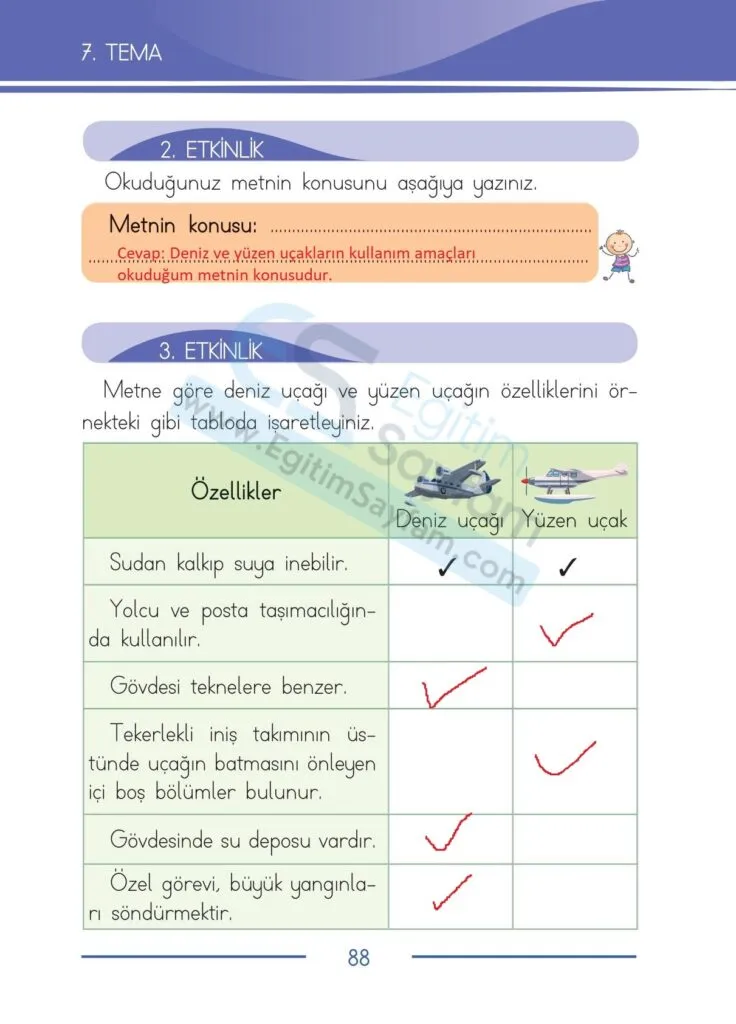 1. Sinif Turkce Ders Kitabi Cevaplari Bilim ve Kultur Yayinlari 88