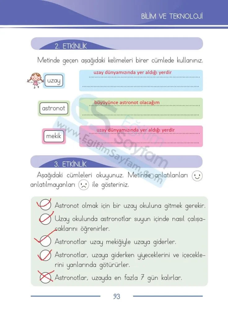 1. Sinif Turkce Ders Kitabi Cevaplari Bilim ve Kultur Yayinlari 93