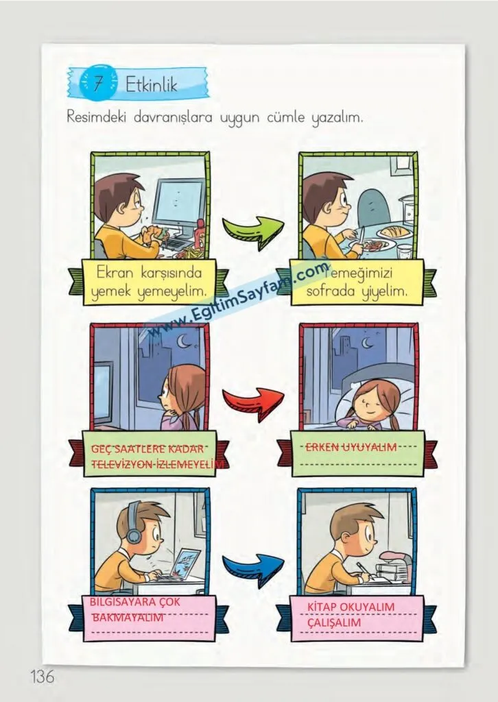 1. Sinif Turkce Ders Kitabi Cevaplari Meb Yayinlari 136