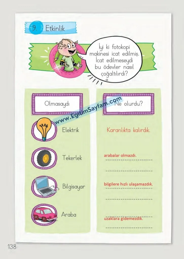 1. Sinif Turkce Ders Kitabi Cevaplari Meb Yayinlari 138