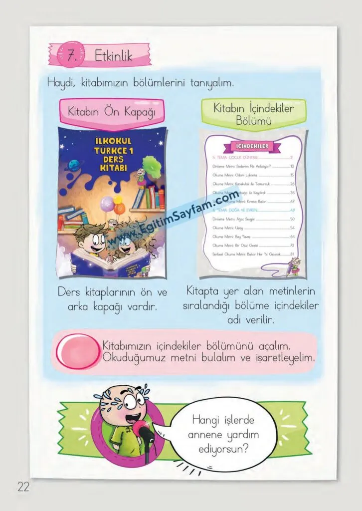 1. Sinif Turkce Ders Kitabi Cevaplari Meb Yayinlari 22